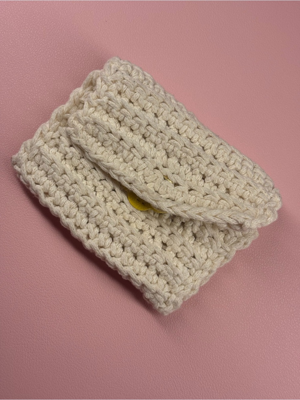 Handmade Cream Crochet Clutch Wallet